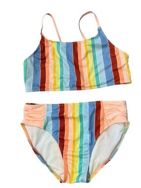 Cat & Jack Striped Two Piece Swimsuit Size XL 14/16